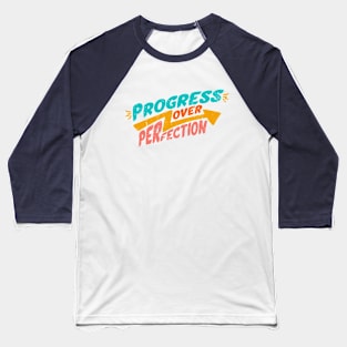 Vintage Progress Over Perfection // Retro Inspiration Motivation Baseball T-Shirt